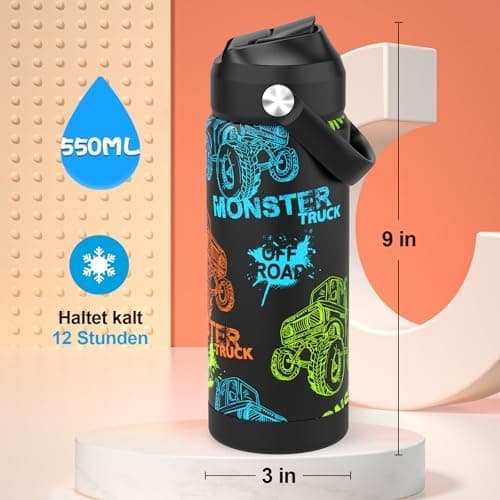 Edelstahl Trinkflasche Meeresjungfrau 550ml BPA Frei Auslaufsicher Thermosflaschefür Kinder und Erwachsene - Sport, Schu
