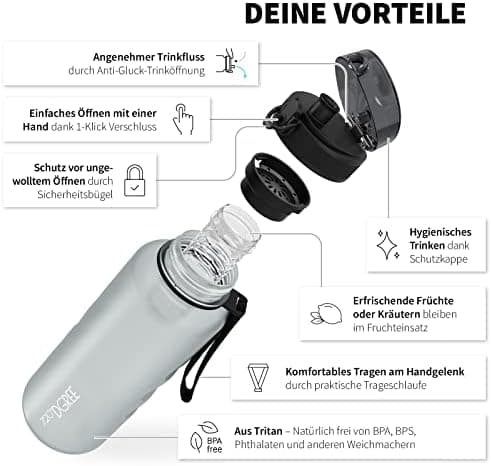 720°DGREE uberBottle Trinkflasche SoftTouch 500ml - Auslaufsicher, BPA-Frei - für Sport und Outdoor-Aktivitäten - Climat