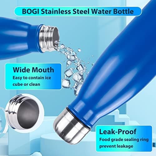 BOGI Doppelwandige Thermosflasche Edelstahl Trinkflasche Kinder Trinkflasche Schule Himmelblau Pink