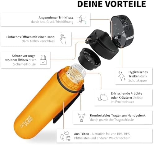 720°DGREE uberBottle Trinkflasche SoftTouch 500ml - Auslaufsicher, BPA-Frei - für Sport und Outdoor-Aktivitäten - Climat