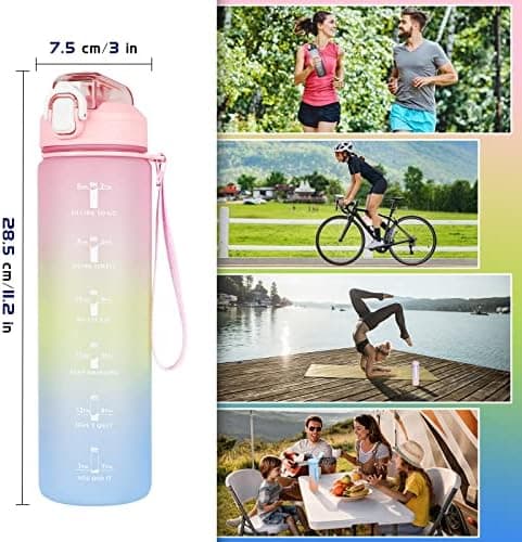 CodiCile Trinkflasche 1L - Ideal für Outdoor Aktivitäten mit Zeitmarkierung und Strohhalm
| CodiCile 1L Trinkflasche St
