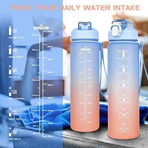 CodiCile Trinkflasche 1L - Ideal für Outdoor Aktivitäten mit Zeitmarkierung und Strohhalm
| CodiCile 1L Trinkflasche St