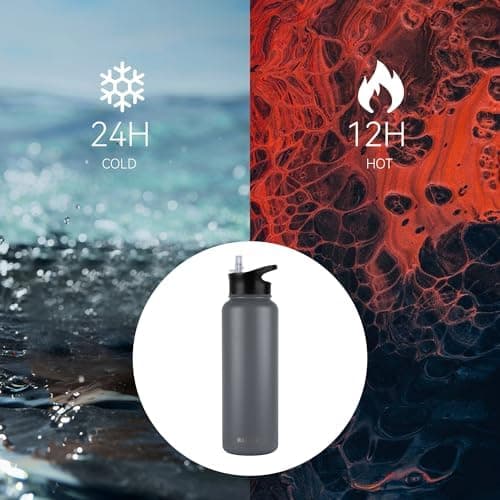 Edelstahl Trinkflasche 1.2L BPAfrei-Thermoskanne-Vakuum Doppelwandisolierung für Sport Campings-Reise-Kohlensäure Geeign