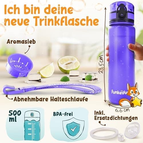 Nur für Funkelfuchs Trinkflaschen passende Ersatzdeckel 500ml (grün) - Luxus Design und Dauerhaftigkeit