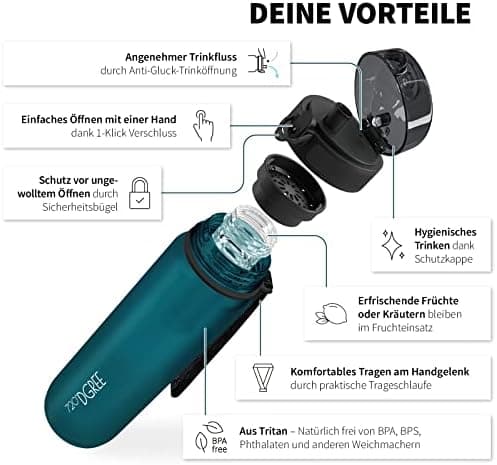 720°DGREE uberBottle Trinkflasche SoftTouch 500ml - Auslaufsicher, BPA-Frei - für Sport und Outdoor-Aktivitäten - Climat
