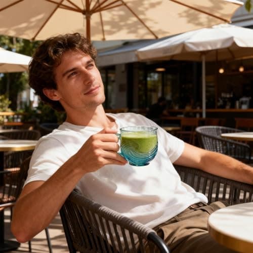 Wave Ermannischer Griff Trinkbecher, Wiederverwendbar - Blau, Neuartige Getränkartikel, Robuste Wasserbecher, Besonderes