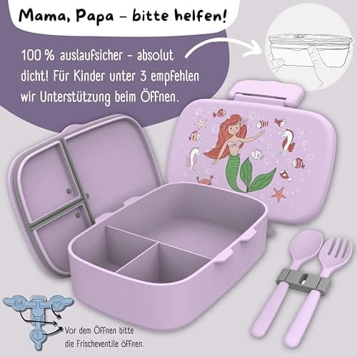 Bearfoot Brotdose Kinder BPAfrei mit Fächern Lunchbox für Mädchen & Jungen