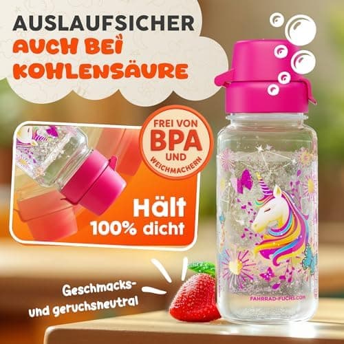 Trinkflasche Kinder auslaufsicher Regenbogen 400 ml Kohlensäure geeignet BPA-frei Tritan spülmaschinenfest Easy-Clean Ma