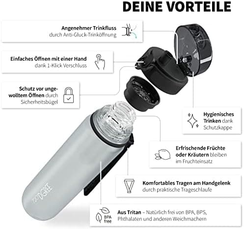 720°DGREE uberBottle Trinkflasche SoftTouch 500ml - Auslaufsicher, BPA-Frei - für Sport und Outdoor-Aktivitäten - Climat