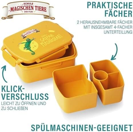 AWAVE Henrietta Snackbox Brotdose Kinder rPET Grün – Unterteilung, Auslaufsicher, Pausenbox für Schule und Picknick