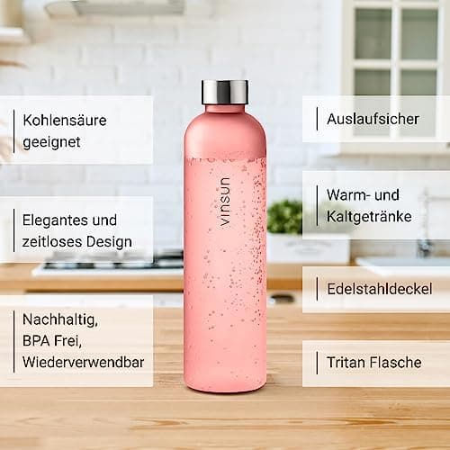 VINSUN Trinkflasche 1000ml - auslaufsicher, BPA frei, Tritan - Leichte Wasserflasche für Sport und Outdoor activities -