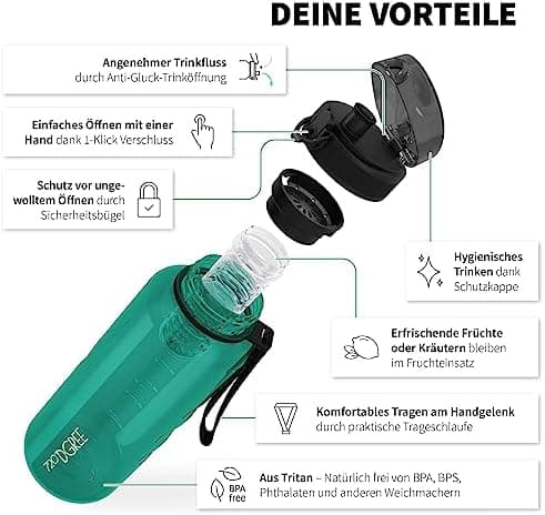 720°DGREE uberBottle Trinkflasche SoftTouch 500ml - Auslaufsicher, BPA-Frei - für Sport und Outdoor-Aktivitäten - Climat