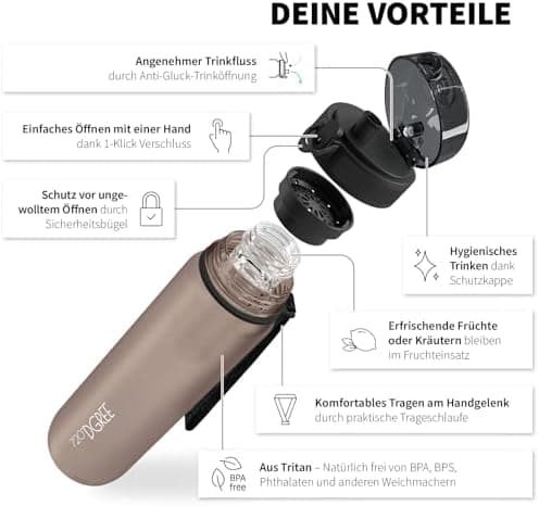 720°DGREE uberBottle Trinkflasche SoftTouch 500ml - Auslaufsicher, BPA-Frei - für Sport und Outdoor-Aktivitäten - Climat
