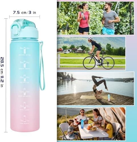 CodiCile Trinkflasche 1L - Ideal für Outdoor Aktivitäten mit Zeitmarkierung und Strohhalm
| CodiCile 1L Trinkflasche St