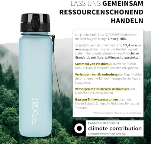 720°DGREE uberBottle Trinkflasche SoftTouch 500ml - Auslaufsicher, BPA-Frei - für Sport und Outdoor-Aktivitäten - Climat