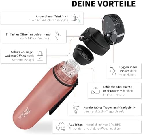 720°DGREE uberBottle Trinkflasche SoftTouch 500ml - Auslaufsicher, BPA-Frei - für Sport und Outdoor-Aktivitäten - Climat