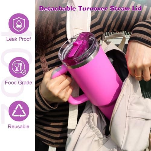 WALLFID 2-Stücks Ersatzdeckel für 40oz Tumbler abnehmbar, laufsicher, klappbarer Trinkhalm, wiederverwertbar, leicht rei