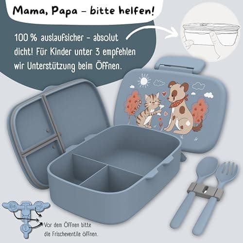 Bearfoot Brotdose Kinder BPAfrei mit Fächern Lunchbox für Mädchen & Jungen