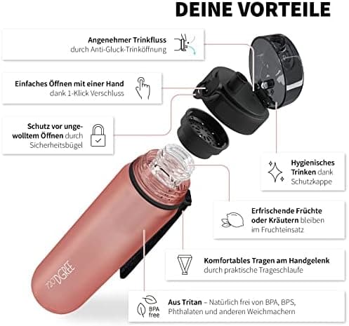 720°DGREE uberBottle Trinkflasche SoftTouch 500ml - Auslaufsicher, BPA-Frei - für Sport und Outdoor-Aktivitäten - Climat