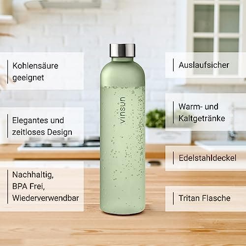 VINSUN Trinkflasche 1000ml - auslaufsicher, BPA frei, Tritan - Leichte Wasserflasche für Sport und Outdoor activities -