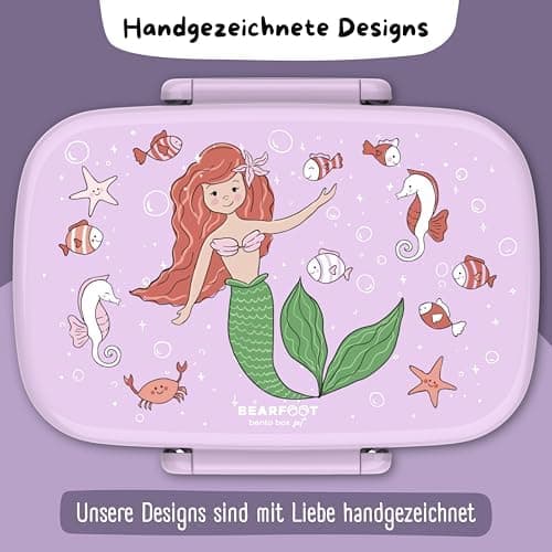 Bearfoot Brotdose Kinder BPAfrei mit Fächern Lunchbox für Mädchen & Jungen