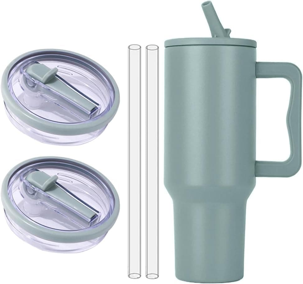 Wiederverwendbare Ersatzdeckel für 40oz Becher | Auslaufsichere Tumbler Abdeckungen | Stanley Cup Zubehör (Beige 2pcs)