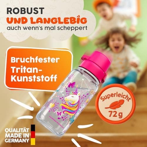 Trinkflasche Kinder auslaufsicher Regenbogen 400 ml Kohlensäure geeignet BPA-frei Tritan spülmaschinenfest Easy-Clean Ma