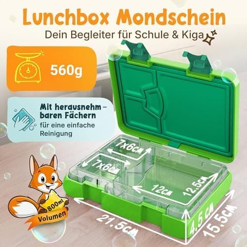 Kinder Brotdose Mondschein – Lila Fächer – 800ml – Schule & Kindergarten - BPA frei  
Kinder Brotdose Mondschein – Lila