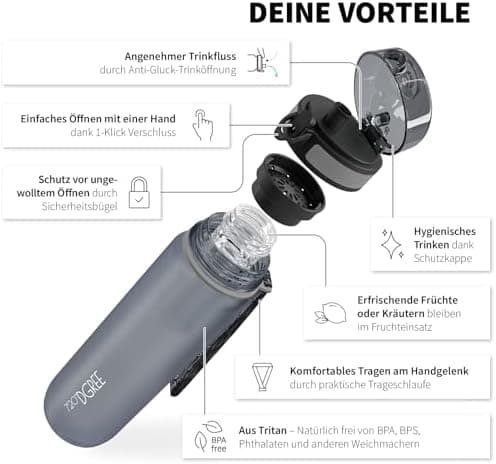 720°DGREE uberBottle Trinkflasche SoftTouch 500ml - Auslaufsicher, BPA-Frei - für Sport und Outdoor-Aktivitäten - Climat