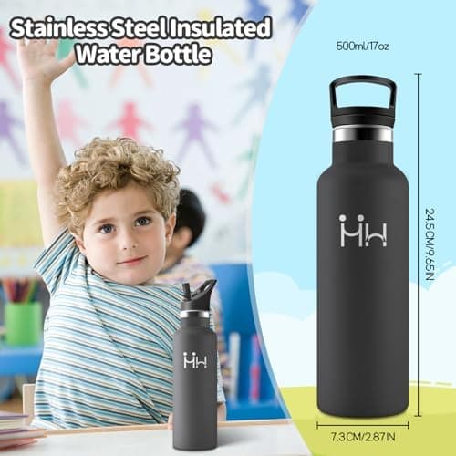 HoneyHolly Edelstahl Trinkflasche 500ML Kinder BPA-Frei Isoliert Thermoflasche