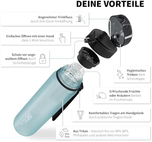720°DGREE uberBottle Trinkflasche SoftTouch 500ml - Auslaufsicher, BPA-Frei - für Sport und Outdoor-Aktivitäten - Climat