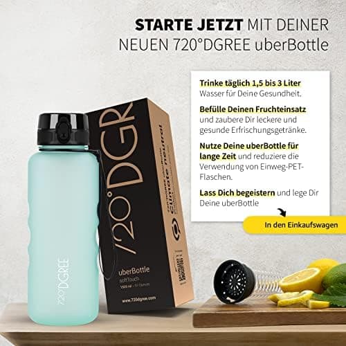 720°DGREE uberBottle Trinkflasche SoftTouch 500ml - Auslaufsicher, BPA-Frei - für Sport und Outdoor-Aktivitäten - Climat