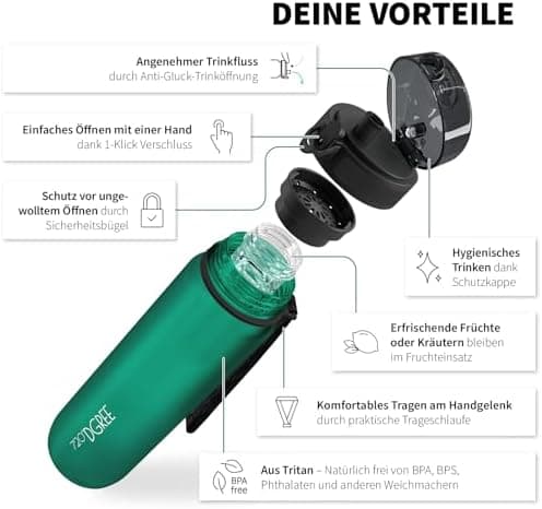 720°DGREE uberBottle Trinkflasche SoftTouch 500ml - Auslaufsicher, BPA-Frei - für Sport und Outdoor-Aktivitäten - Climat