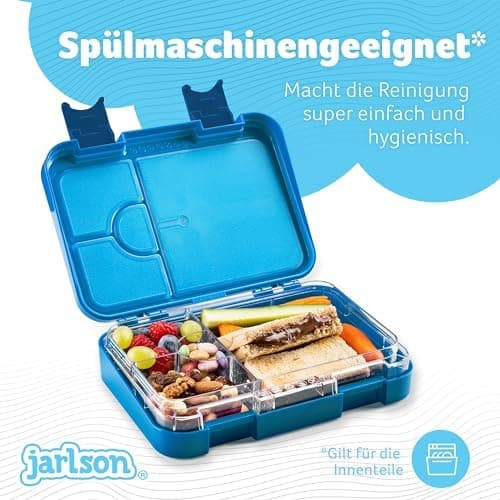 Jarlson® Brotdose Kinder mit Fächern - TONI Lunchbox - Auslaufdurchfall-Sicher – Jausenbox für Kindergarten und Schule -