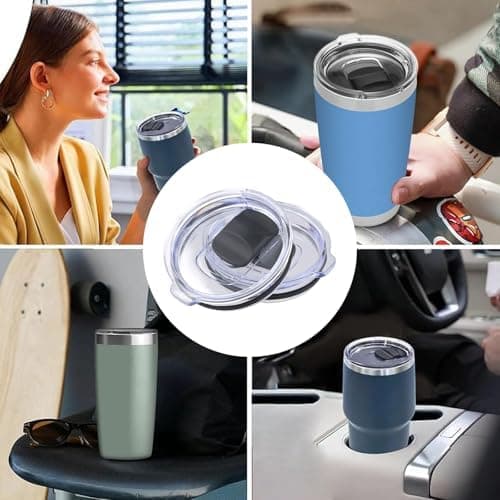 Dokeno transparente Ersatzdeckel für Becher (2 Stück 850 ML, Reiseversandsafe, Magneßschaltlatch, Schwarz) (B)  
Dokeno