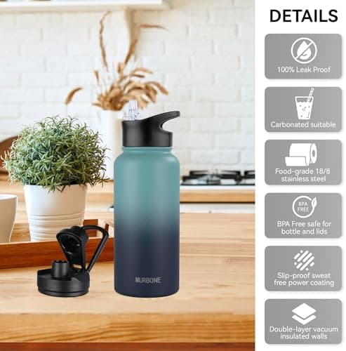 Edelstahl Trinkflasche 1.2L BPAfrei-Thermoskanne-Vakuum Doppelwandisolierung für Sport Campings-Reise-Kohlensäure Geeign