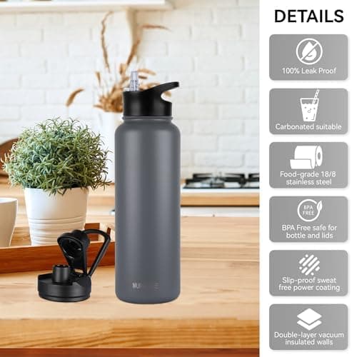 Edelstahl Trinkflasche 1.2L BPAfrei-Thermoskanne-Vakuum Doppelwandisolierung für Sport Campings-Reise-Kohlensäure Geeign