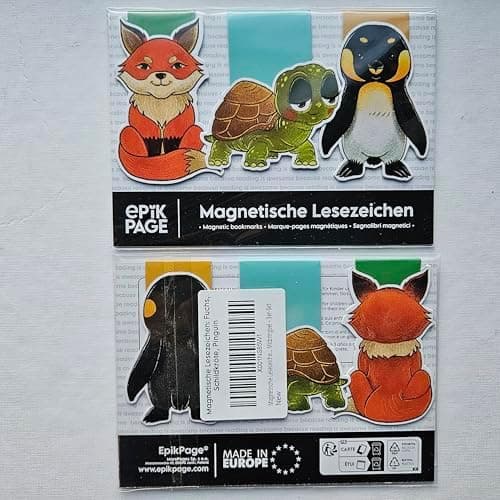 Magnetische Lesezeichen Kinder Magischen Tieren: Fuchs, Schildkröte, Pinguin – Geschenke für Schüler, Junge und Mädchen