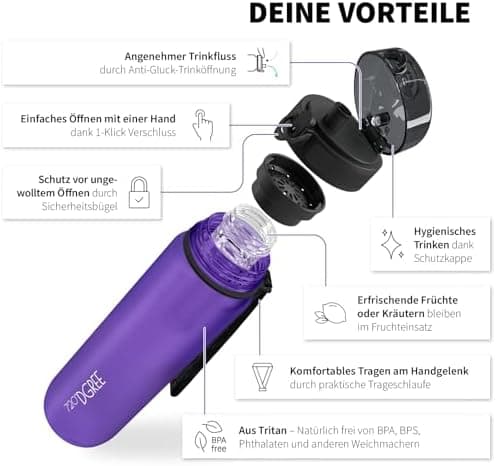 720°DGREE uberBottle Trinkflasche SoftTouch 500ml - Auslaufsicher, BPA-Frei - für Sport und Outdoor-Aktivitäten - Climat