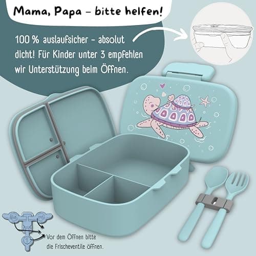Bearfoot Brotdose Kinder BPAfrei mit Fächern Lunchbox für Mädchen & Jungen