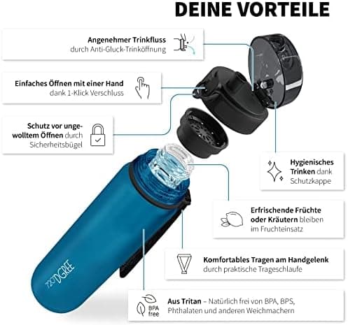 720°DGREE uberBottle Trinkflasche SoftTouch 500ml - Auslaufsicher, BPA-Frei - für Sport und Outdoor-Aktivitäten - Climat