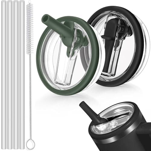 Sunshine Smile - Auslaufsicherer Ersatzdeckel für Stanley Cup Becher 40oz + 4 Trinkhalme + Strohhalm Bürste | Für Zubeah
