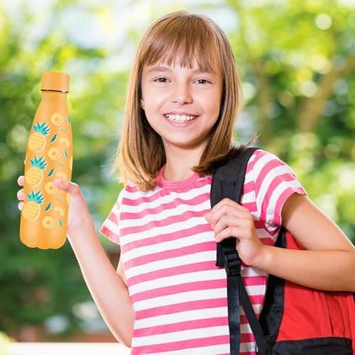Grsta Trinkflasche 500ml, BPA-freie Edelstahlflasche für Kinder, ideale Wasserspeicherung bei Kalt&warm