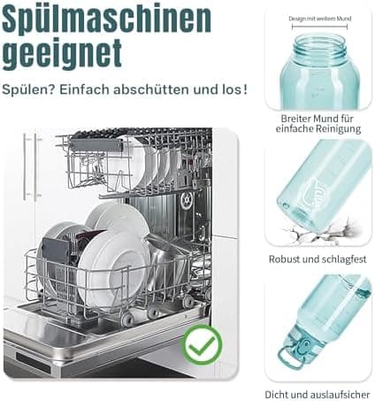 UZSPACE Kinder Trinkflasche 600ml - Sportlich, Auslaufsicher & Spülmaschinenfest zur Schule und Outdoor aktivarten für M