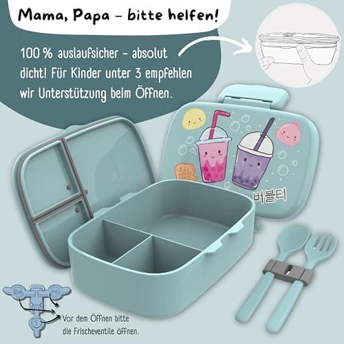 Bearfoot Brotdose Kinder BPAfrei mit Fächern Lunchbox für Mädchen & Jungen