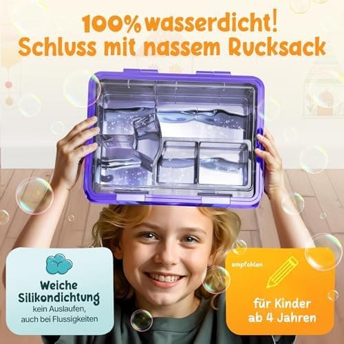 Kinder Brotdose Mondschein – Lila Fächer – 800ml – Schule & Kindergarten - BPA frei  
Kinder Brotdose Mondschein – Lila