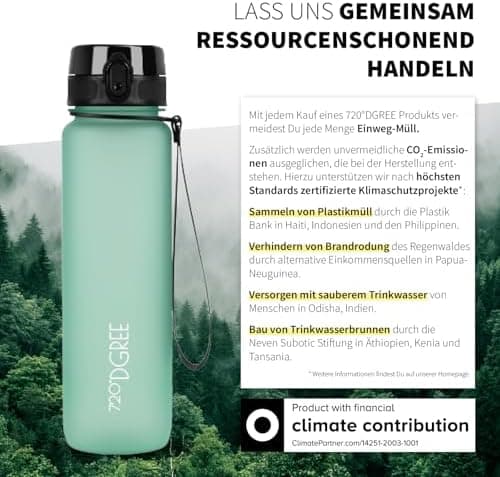 720°DGREE uberBottle Trinkflasche SoftTouch 500ml - Auslaufsicher, BPA-Frei - für Sport und Outdoor-Aktivitäten - Climat