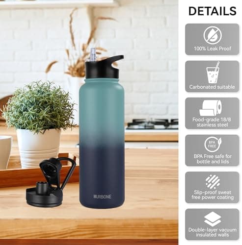 Edelstahl Trinkflasche 1.2L BPAfrei-Thermoskanne-Vakuum Doppelwandisolierung für Sport Campings-Reise-Kohlensäure Geeign