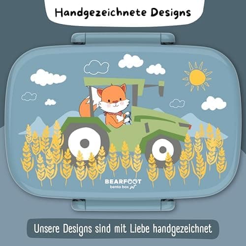 Bearfoot Brotdose Kinder BPAfrei mit Fächern Lunchbox für Mädchen & Jungen