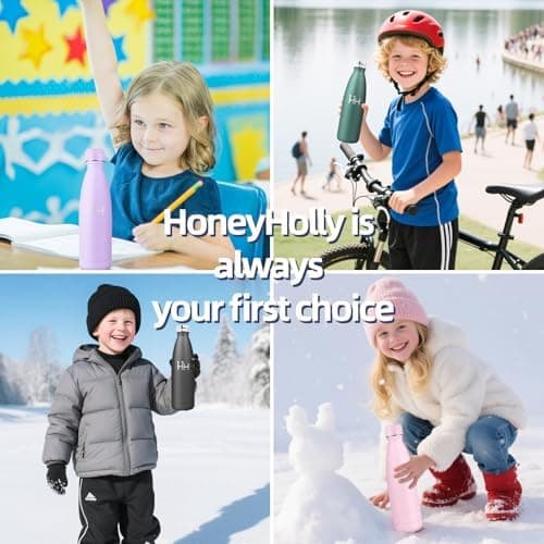 HoneyHolly Kinder Trinkflasche Doppelwandig, 500ML BPA-frei, Thermosflasche für Fitness und Gym